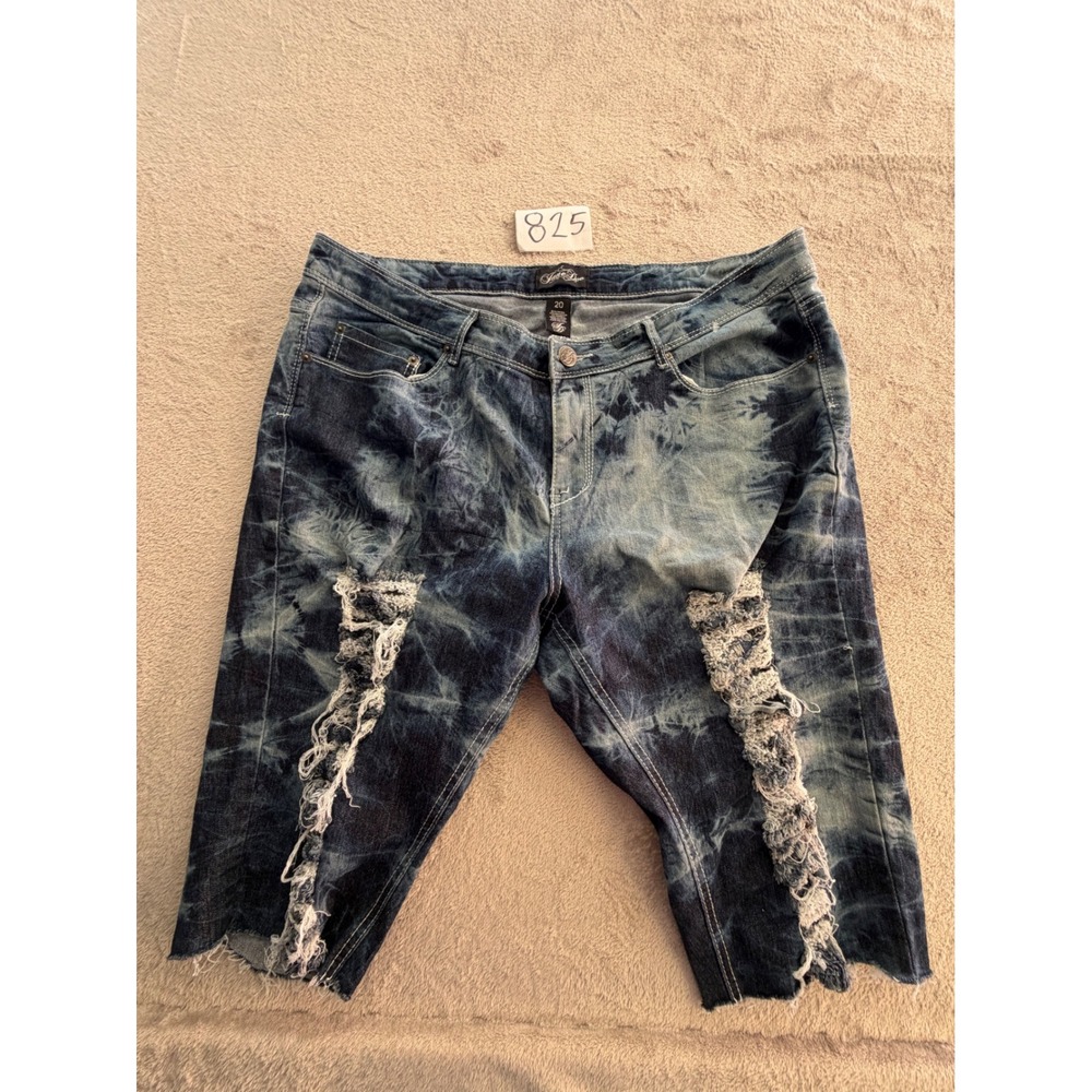 Jane Doe Denim Shorts Womens 20 Blue Acid Wash Distressed Raw Hem